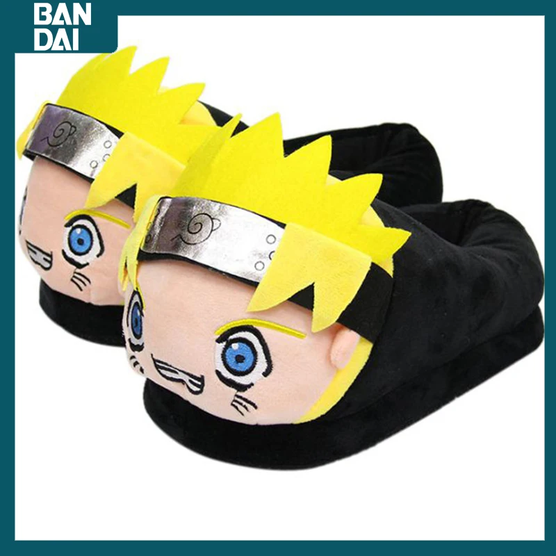 

New Anime Naruto Kawaii Cartoon Plush Slippers Uzumaki Naruto Winter Indoor Couple Slippers Anime Cartoon Plush Peripherals