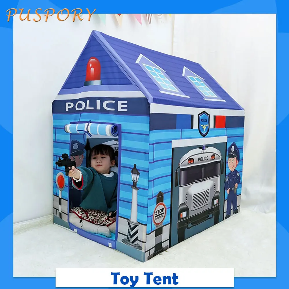 

Детская игровая палатка «полицейский участок», дышащая большая игровая палатка-пазл для детей, игрушка для раннего развития, складная пала...