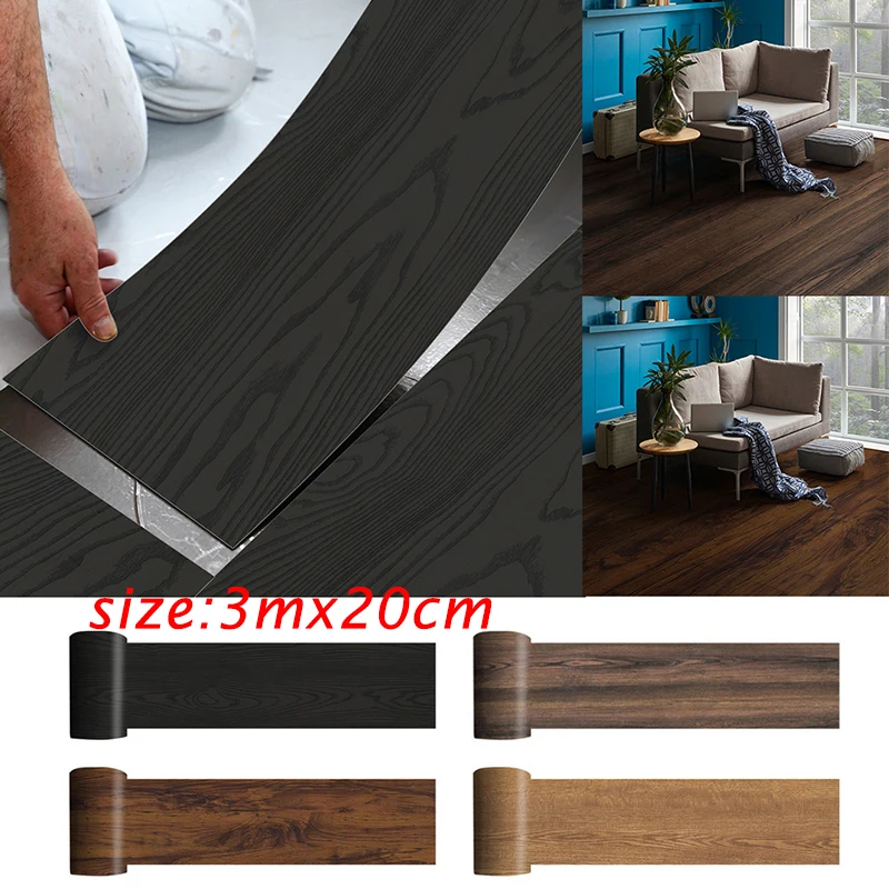 

5 rolls/pack 20cmx3m Floor Sticker Self-Adhesive Wood Grain Waterproof PVC Removable Wallpaper Wall Stickers DIY Home Wall Decor