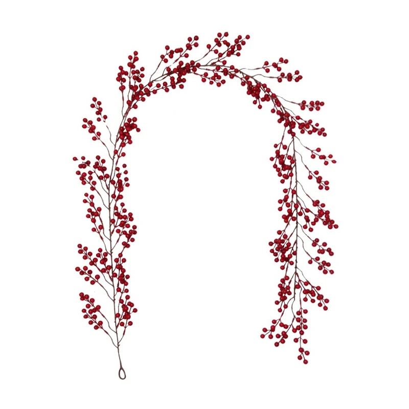 

6.39FT Red Berry Christmas Garland,Flexible Artificial Berry Garland for Fireplace Decoration for Winter Christmas Decor