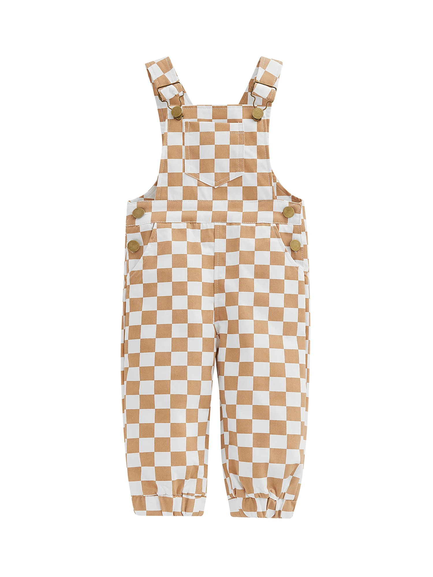 

Kids Toddler Baby Girls Boys Overalls Sleeveless Plaid Print Bib Rompers Summer Pockets Straps Pants Jumpsuits