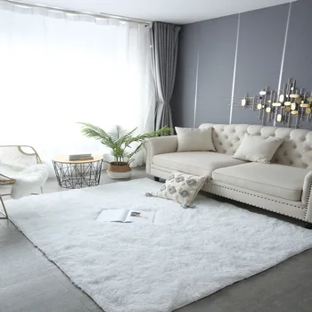 Furry Carpet Living Room Mat Modern Bedroom Nordic Style Decoration Carpet Large Size Black Gray White Non Slip Children's Rugs 1