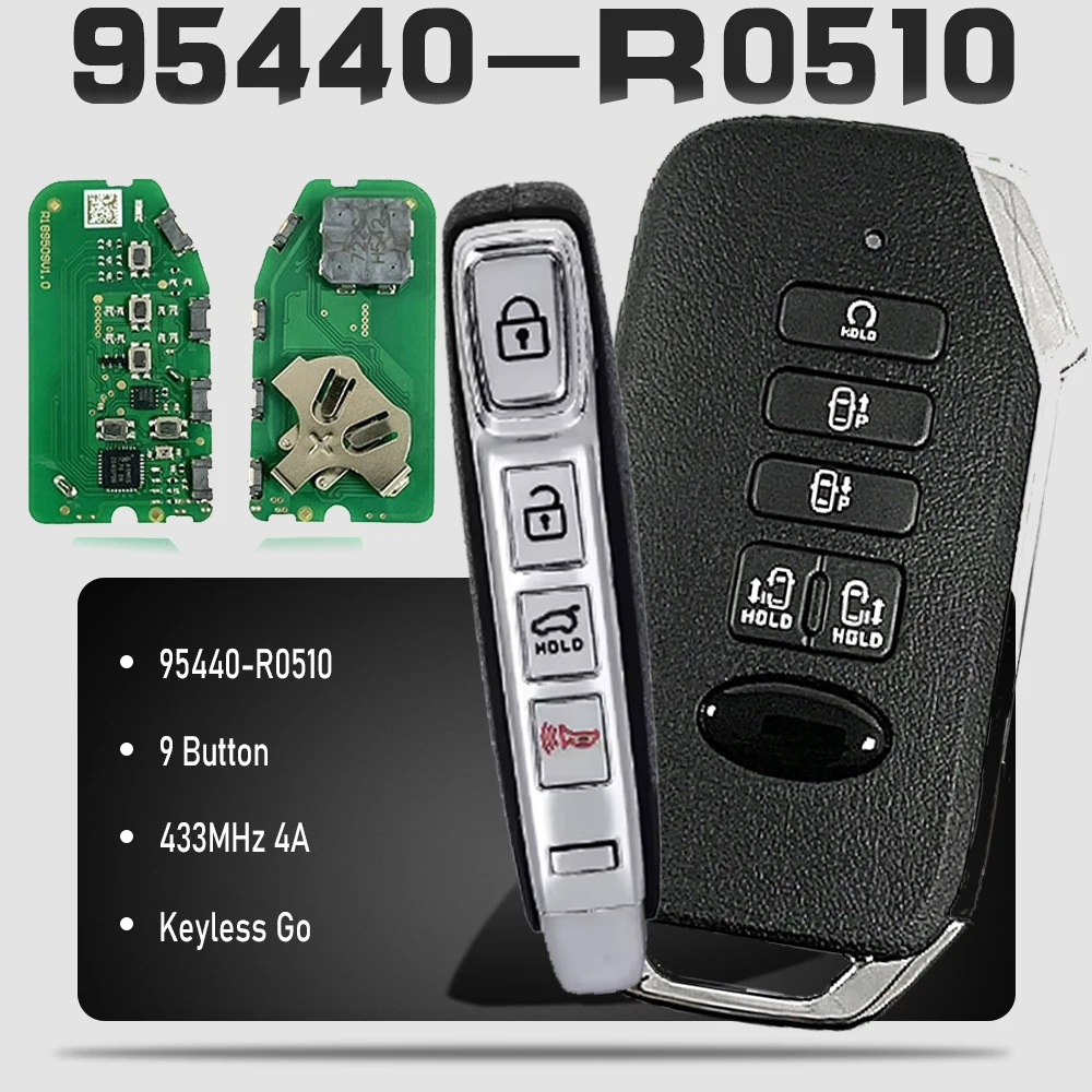 

KEYECU 95440-R0510, умный дистанционный автомобильный брелок 433 МГц 4A, сменная кнопка без ключа Go 9 для KIA Carnival 2022