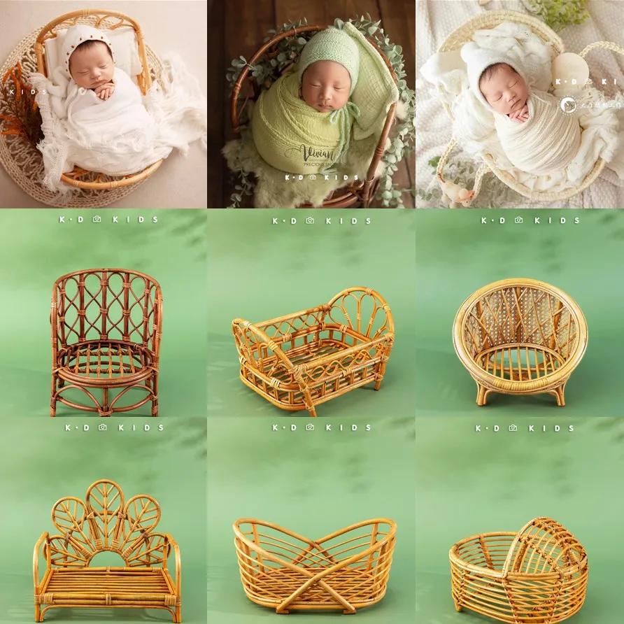 Sunshine Newborn Photography Props Weaving Basket Full Moon Baby Shooting Accessories Posing Props For Studio