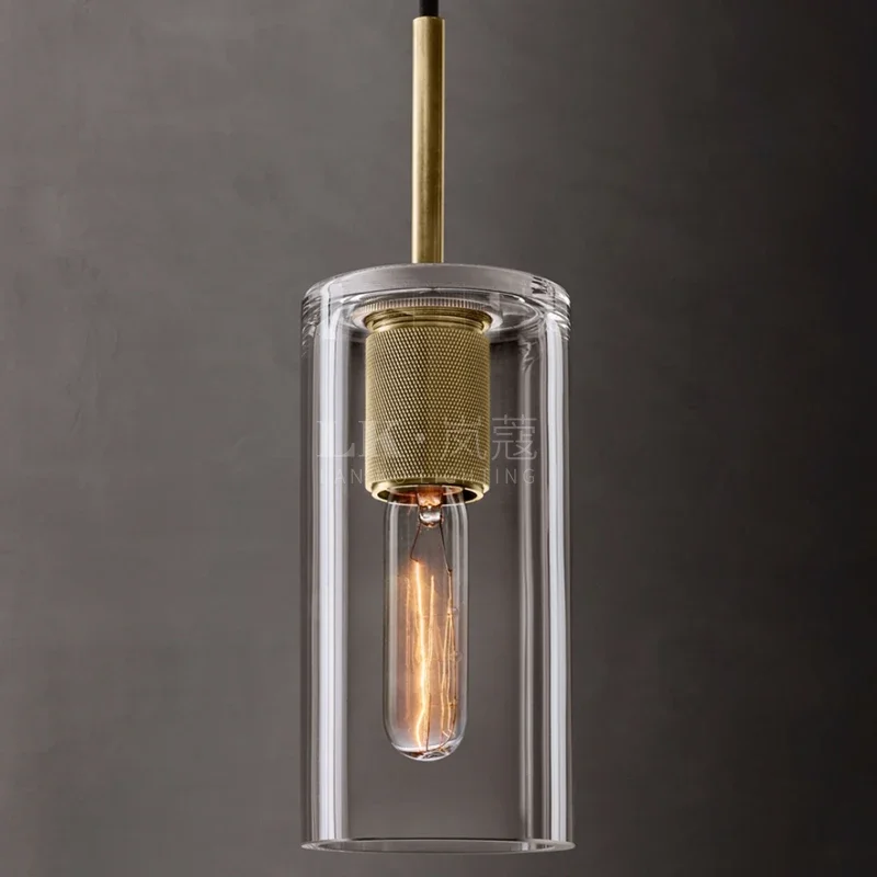 Простая американская ретро креативная длинная стеклянная люстра для ресторана