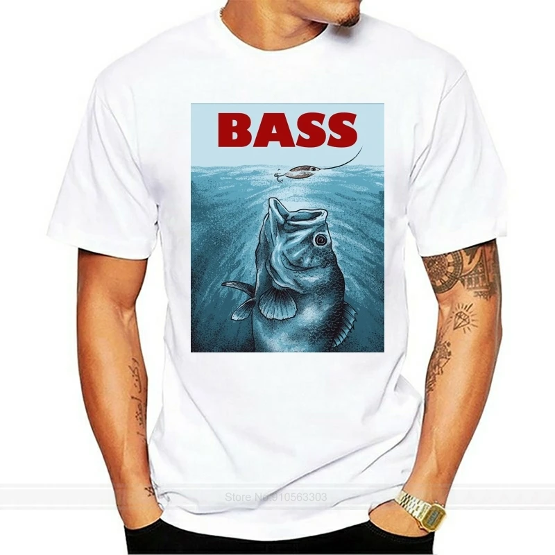 Jaws Bass Fishing Shark Printing T-Shirt Cool Fitness Pride T Shirt Men Clothing Homme Tshirt Short Sleeve Top Quality Shirts
