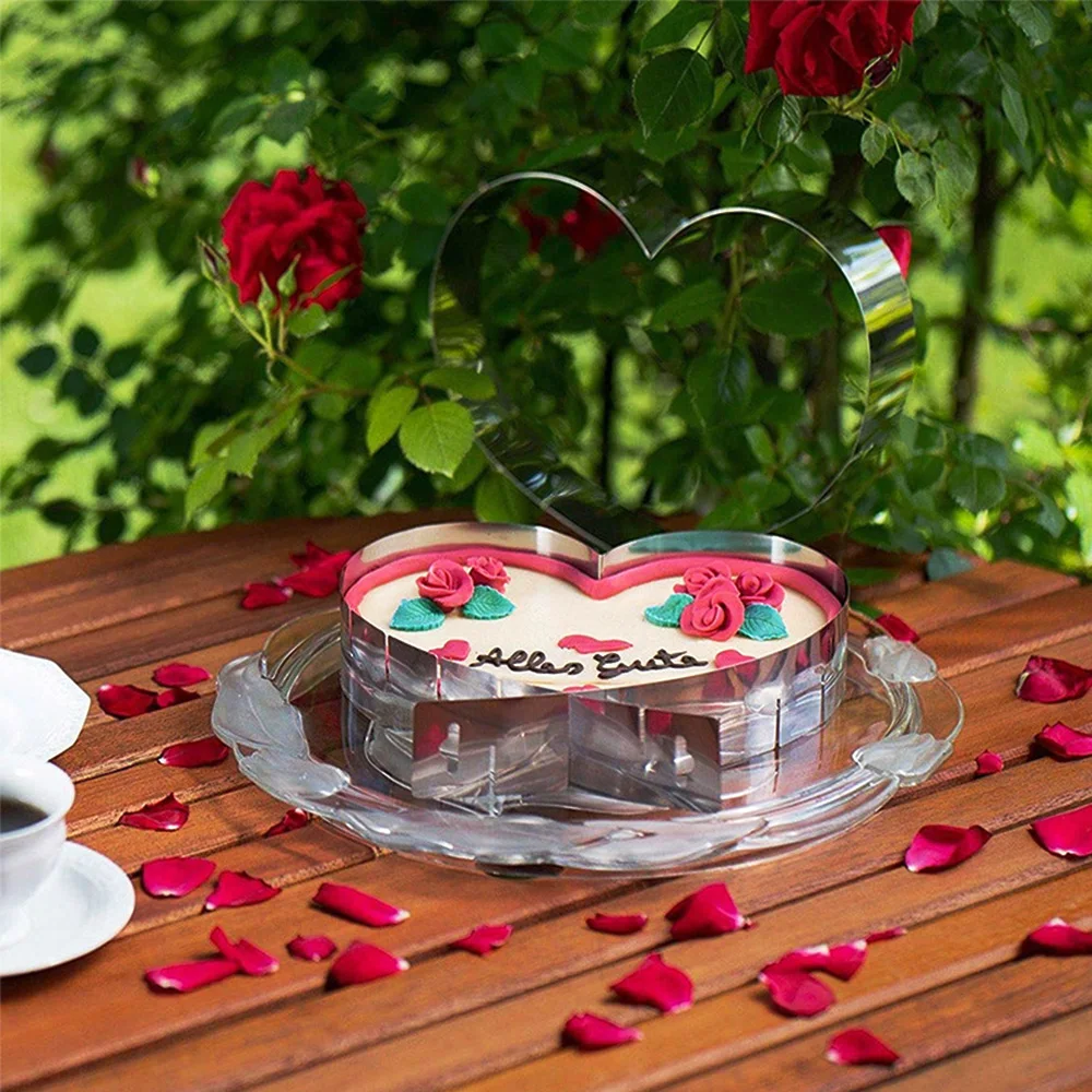 

Multi-Function Mousse Ring Adjustable Heart Shape Cake Mold DIY Chocolate Mousse Pastry Mould Spring Stainless Steel Baking Pan