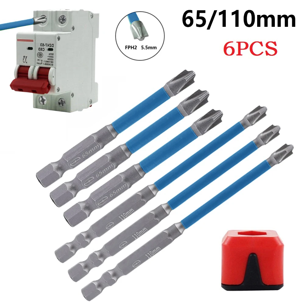 

7pcs 65mm 110mm Magnetic Special Slotted Cross Screwdriver Bit With Magnetizer For Electrician FPH2 For Socket Switch Hand Tools