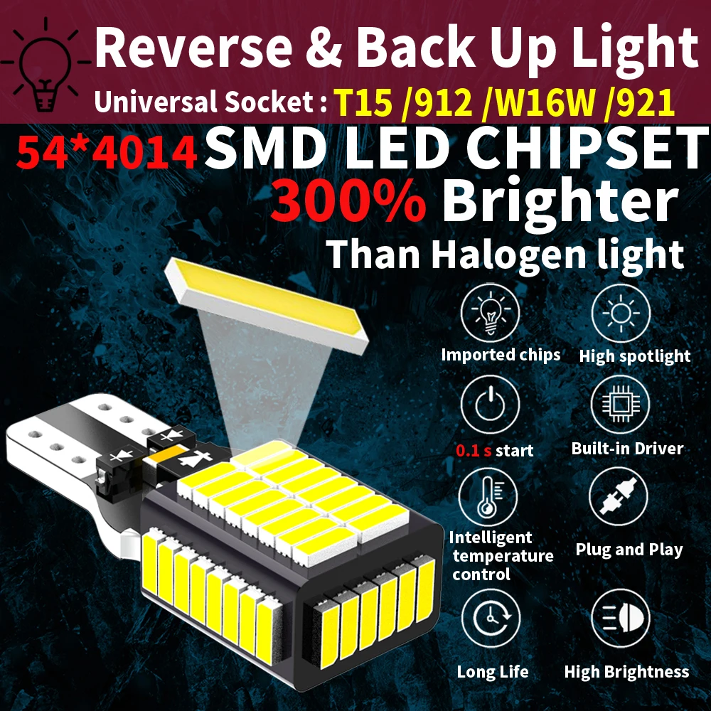 

Светодиодные лампы W16W T15 для Kia Rio K2 3, подлокотник для Sportage, Srento, Cerato, Soul, Picanto, Optima, K3 921 912