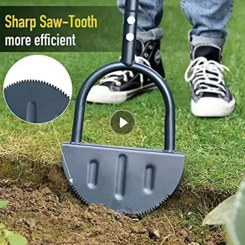 

Serrated Edger Lawn Tool Half Moon Edger Handheld Saw-Tooth Garden Edger With Steel Blade For Court Long Handle Grass Saw Cutter