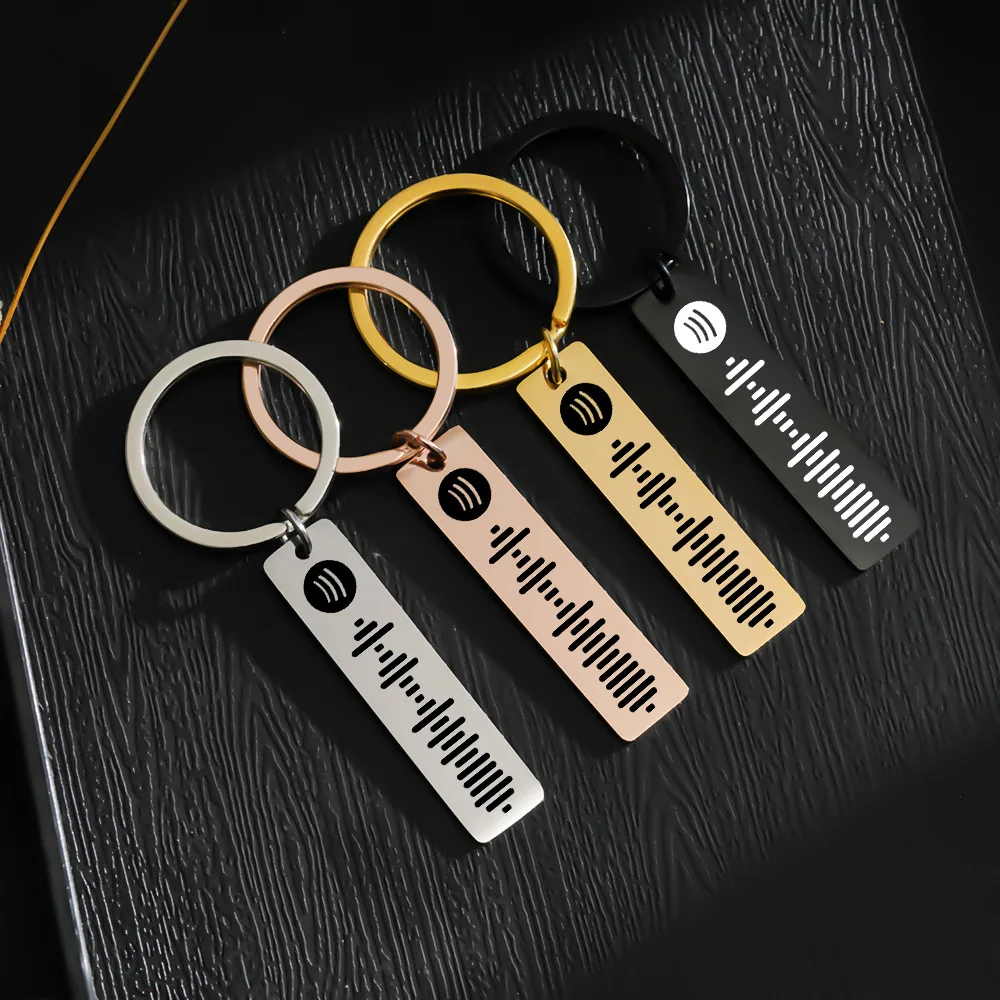 Custom Spotify Code Keychain Stainless Steel Personalized Engrave Music Scan Code For Women Men Gift