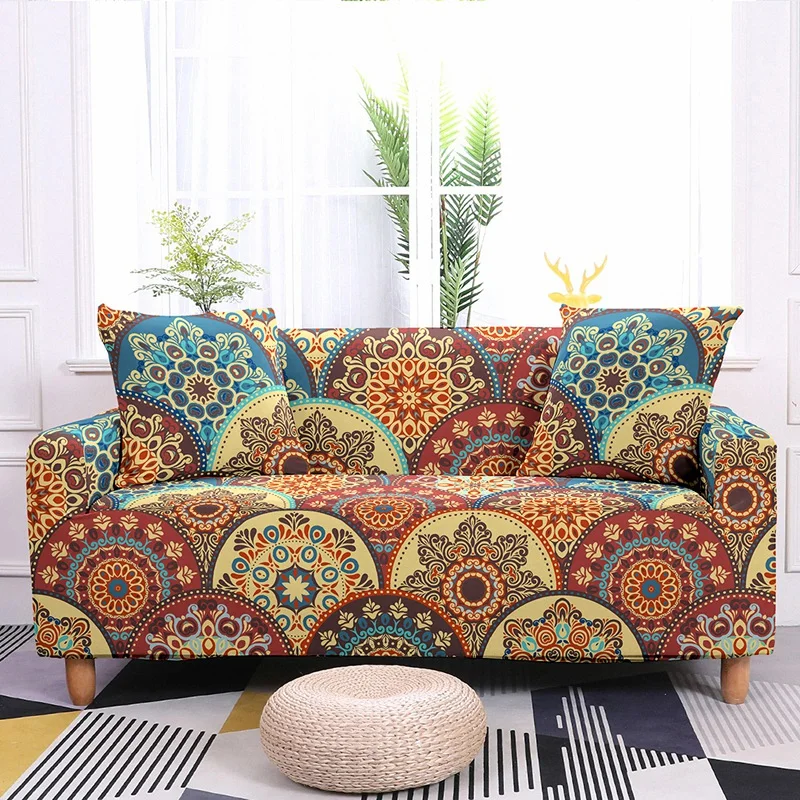 

Boho Pattern Mandala Print Sofa Cover All Inclusive Stretch Couch Cover Sectional Sofa L Shape Sofa Universal Sofa Slipcover