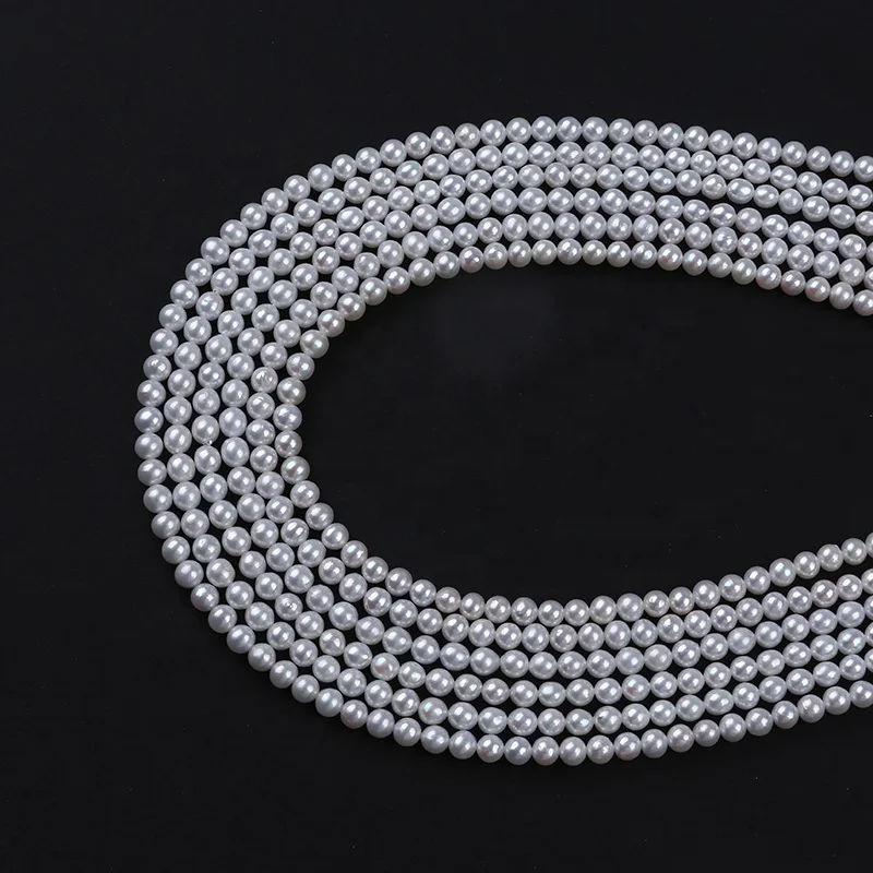 4-4.5mm White Freshwater Pearl Round Shaped Jewelry Diy Loose Pearls Bead strand