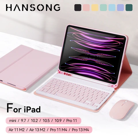 Чехол с клавиатурой Hansong для iPad  кожаный
