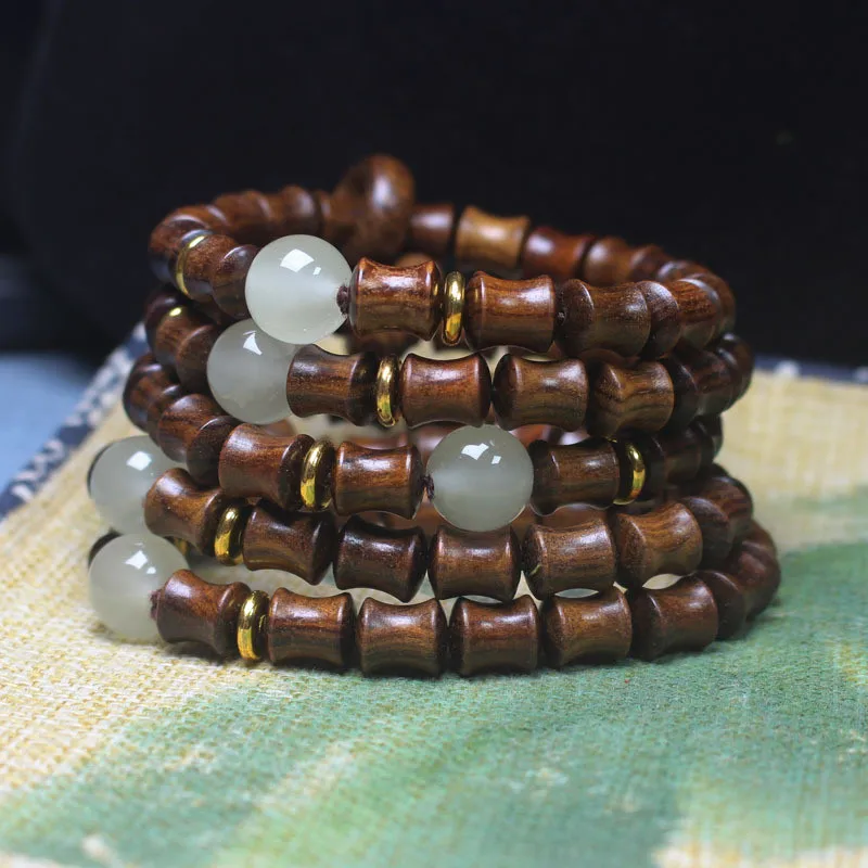 

New Narutal Wood Strand Bracelet for Men Adjustable Beads Wrap Bracelets for Male Jewelry Drop Shipping