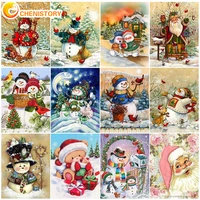 chenistory frameless paint by number snowman landscape oil painting by numbers christmas diy digital painting on canvas home dec