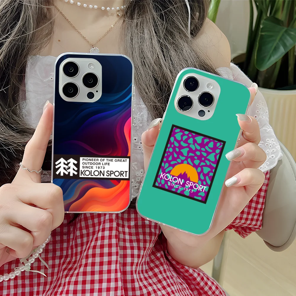 Mobile K-Kolon Sport Phone Case for iPhone 16 15 14 13 12 11 X XR XS Pro Max Plus Mini Clear Transparent Cover Cellphones Smart