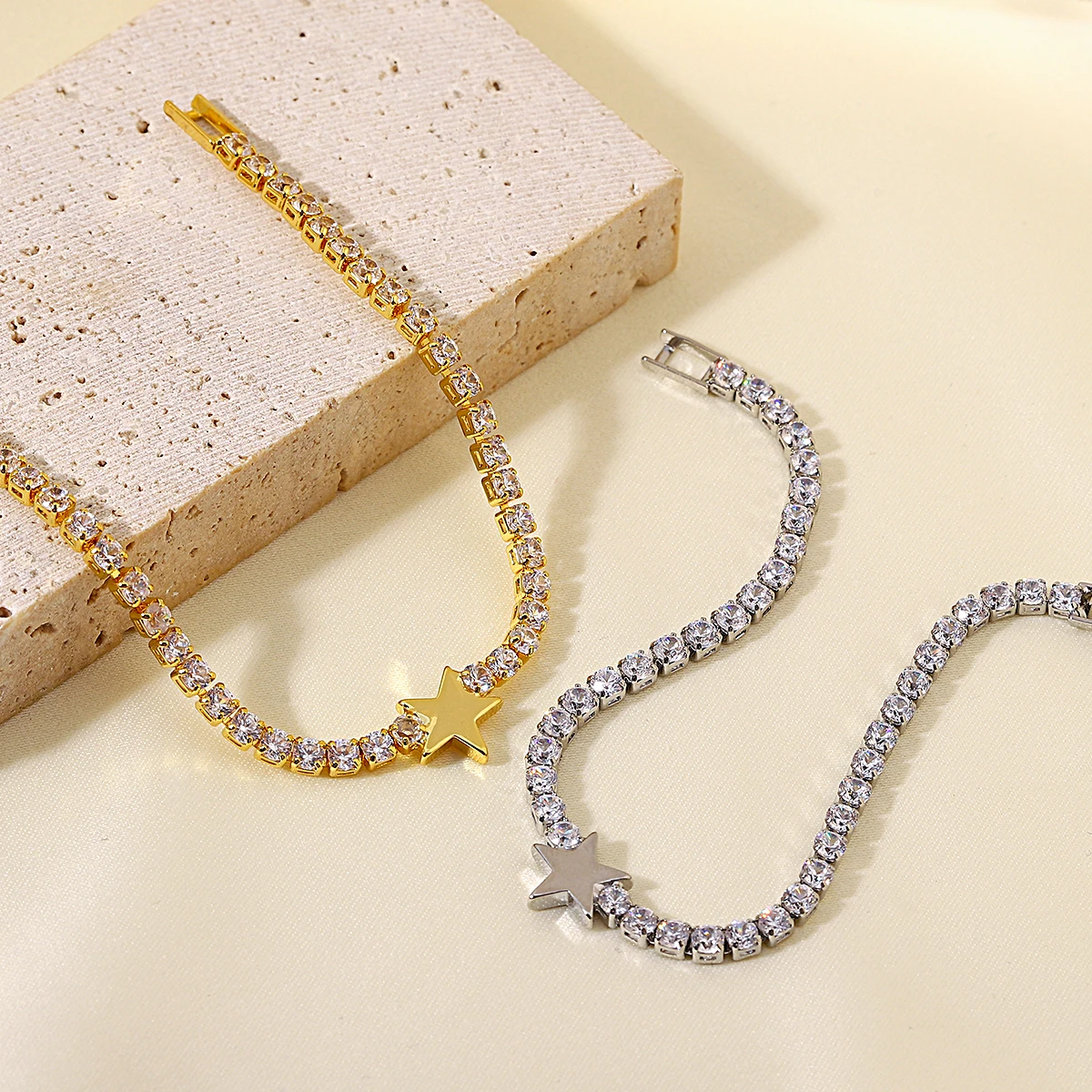 

Amorcome Classic Gold Color Micro Pave Cubic Zircon Tennis Chain Bracelet for Women Minimalist Fashion Wedding Jewelry Gifts