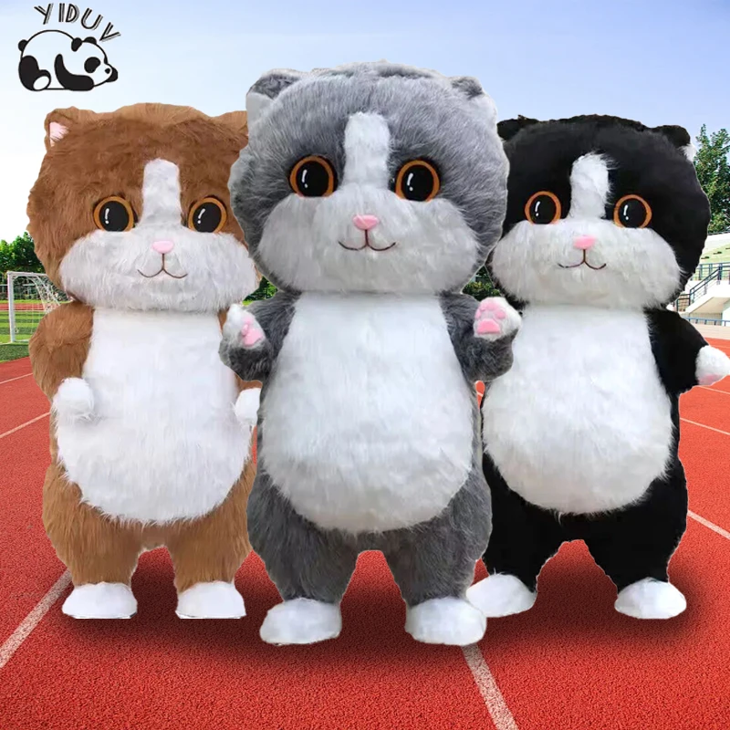 Пушистый надувной плюшевый костюм кошки талисман Мультяшные коты Косплей