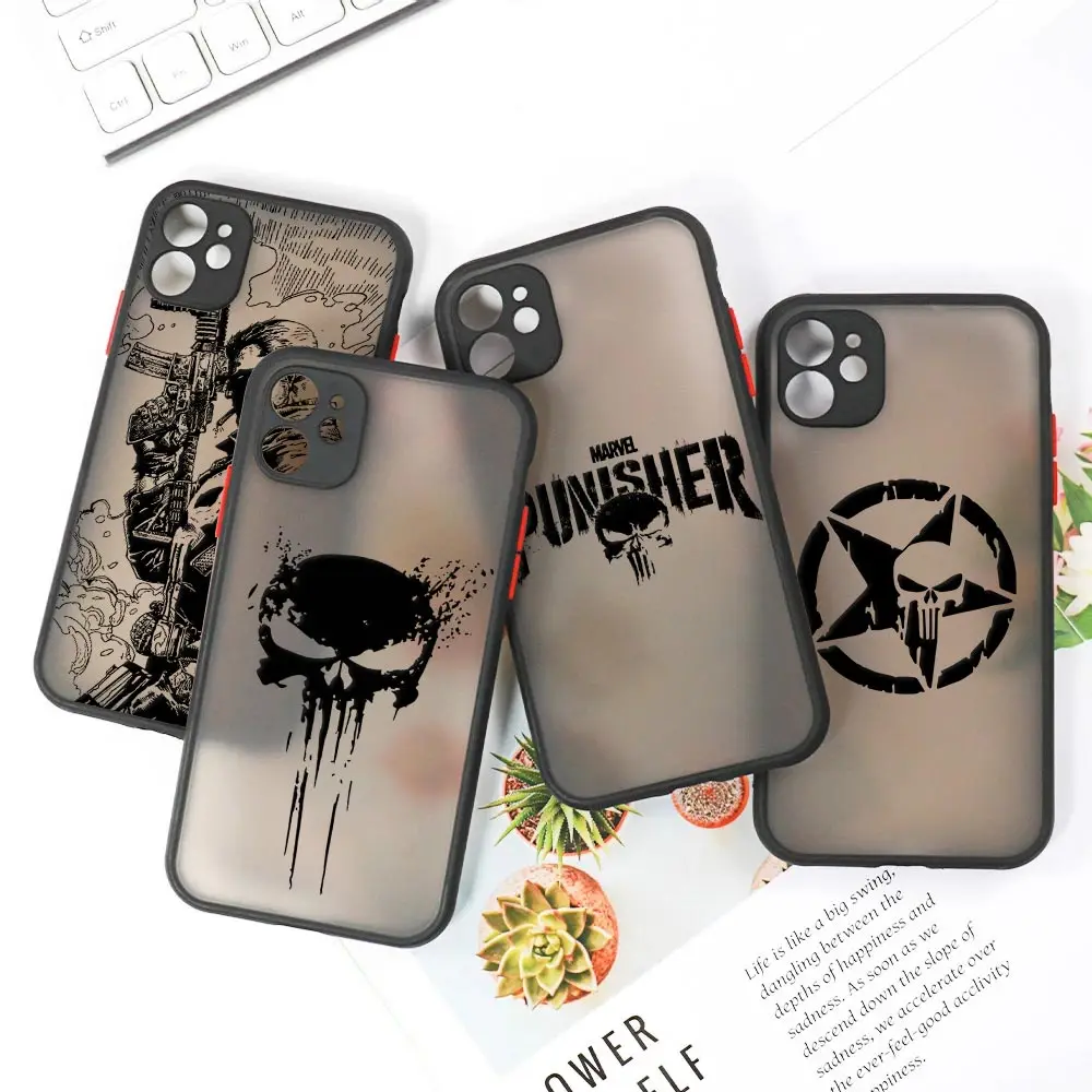 

Marvel The Punisher Comics Clear Case For iPhone 14 13 Pro Max 12 11 Pro SE 2020 X XS XR 7 8 Plus Luxury Fundas Matte Back Cover