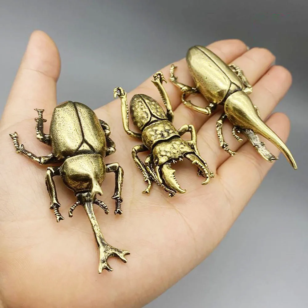 

Pure Copper Office Desktop Mini Ornaments Beetle Insect Home Decoration Model Doll Accessories Tea Pet