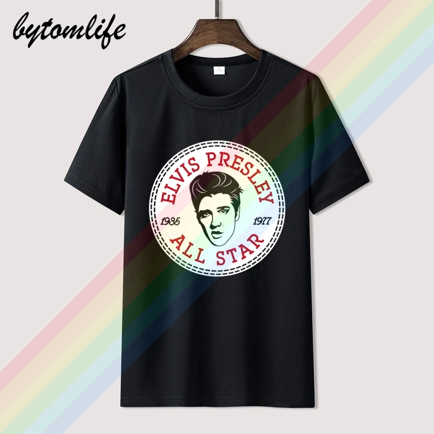 

Elvis Presley All Star Logo T-Shirt Summer Print Black Popular Shirt Cotton Tees Amazing Short Sleeve Unique Men Tops