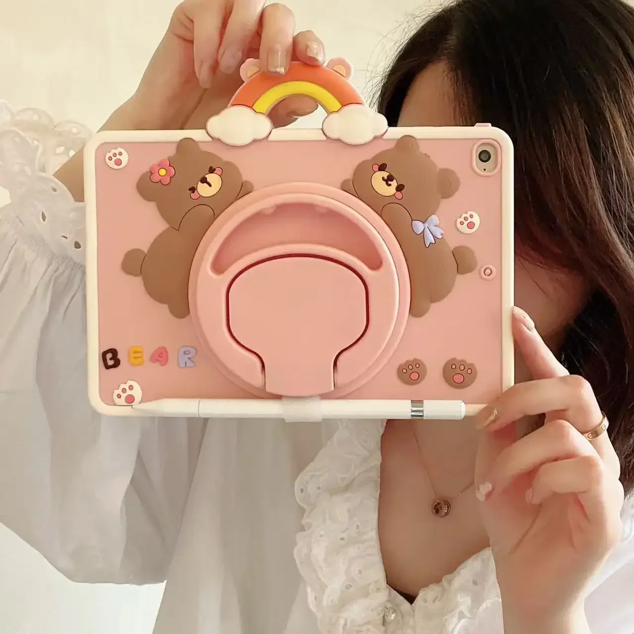 Детский чехол для iPad Pro 11 2-й 1-й 10 2 8-й 7-й 9 7 6-й 5-й с радужным медведем mini 6 5 4 3 1