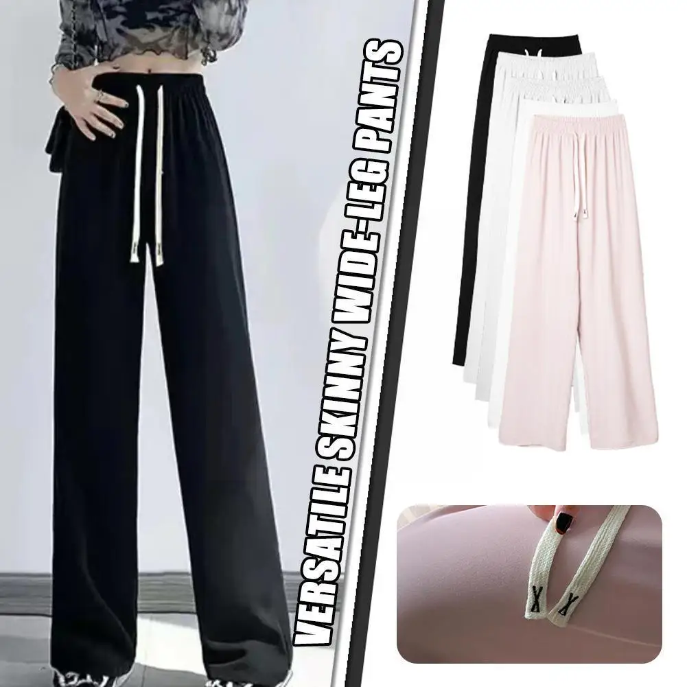 

2023 Wide Pants For Women Spring Summer High Waist Straight Full-length Trousers Stacked Suit Pants Woman Slacks Y2k Pants G7T9