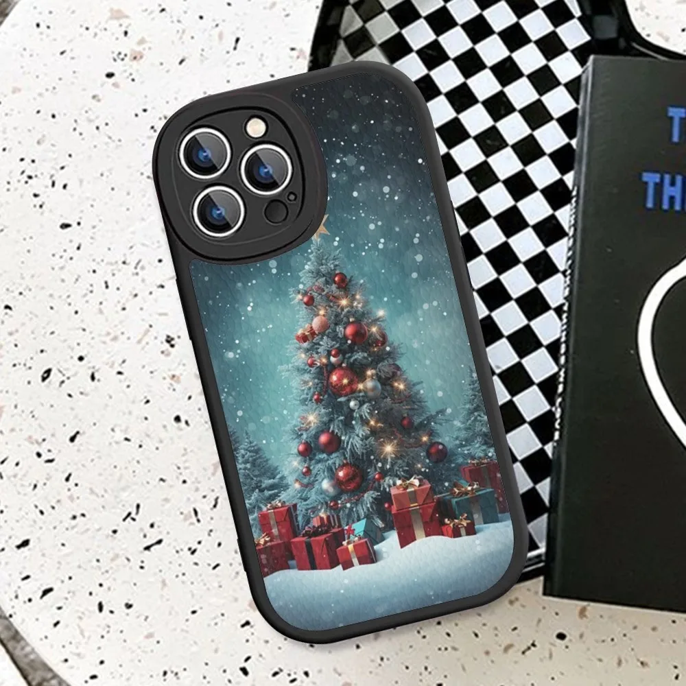 Чехол для телефона с рождественской елкой жесткий кожаный чехол IPhone 14 13 12 Mini 11 Pro