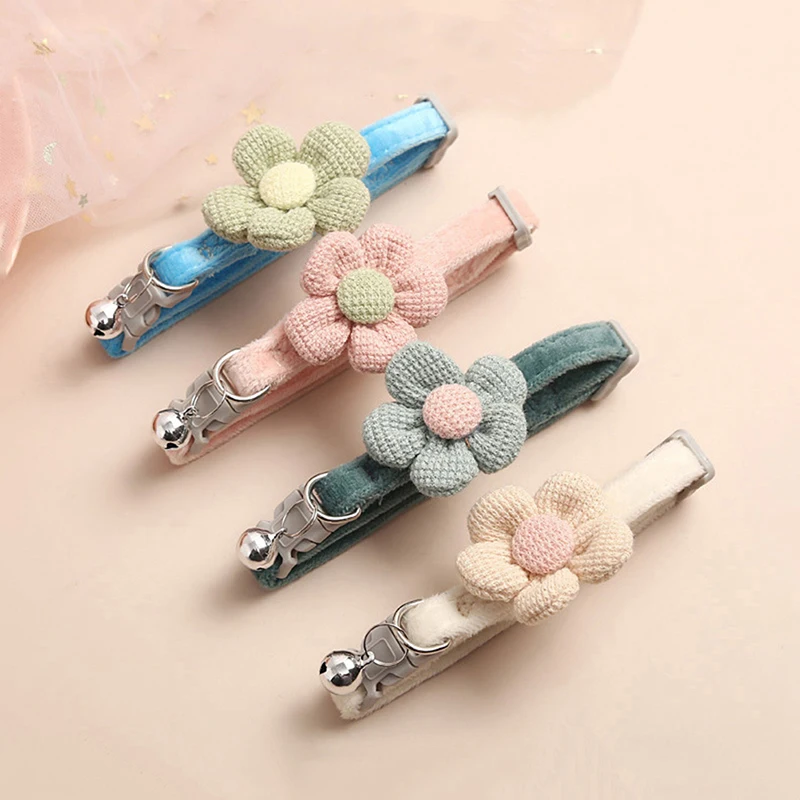 

Cat collar multicolor cute flower pet cat collar cat collar cute cartoon flower bell collar cat necklace puppy dog supplies