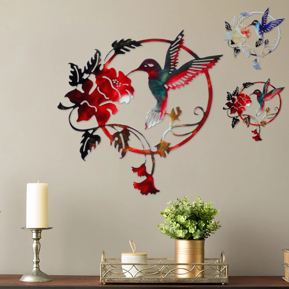 

L Колибри, настенное украшение, металлический подвесной Колибри, Настенный декор, изысканное круглое искусство, цветок, птица, настенное укр...