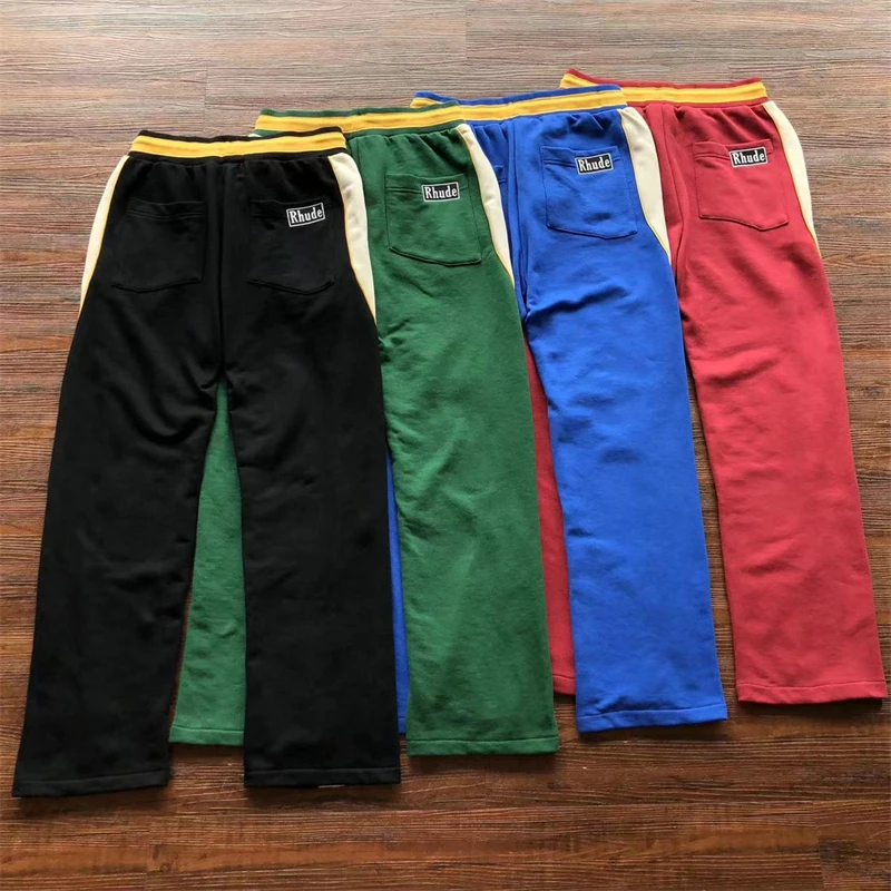 

New Rhude Stripe Sweatpants Men Women Patchwork Drawstring Trousers Track Pants y2k