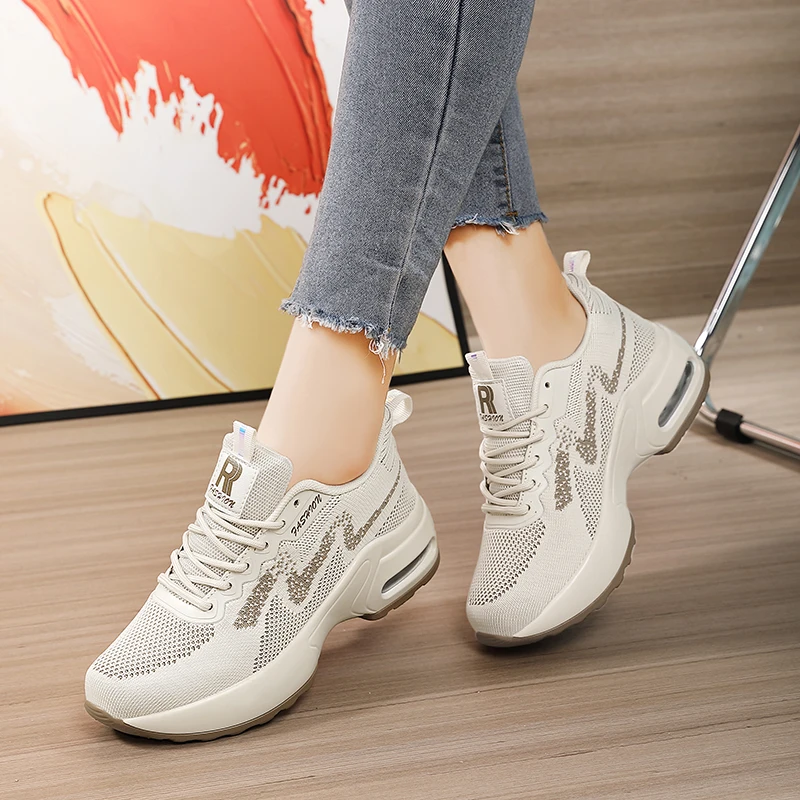 Engtoy Women Sneakers Spring Autumn Casual Sport Shoes Outdoor Mujer Platform Shoes Breathable Fly Weaving Feminino Footwear