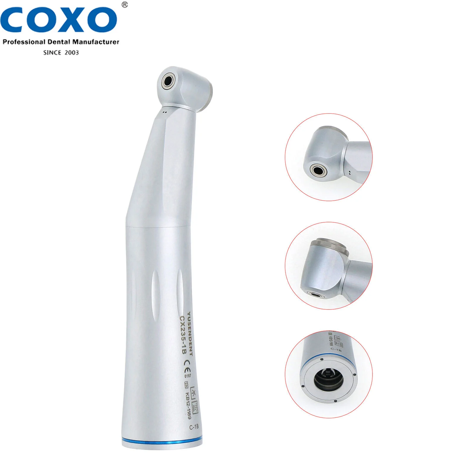 

COXO Dental 1:1 Inner Water Contra Angle Low Speed Handpiece Push Button