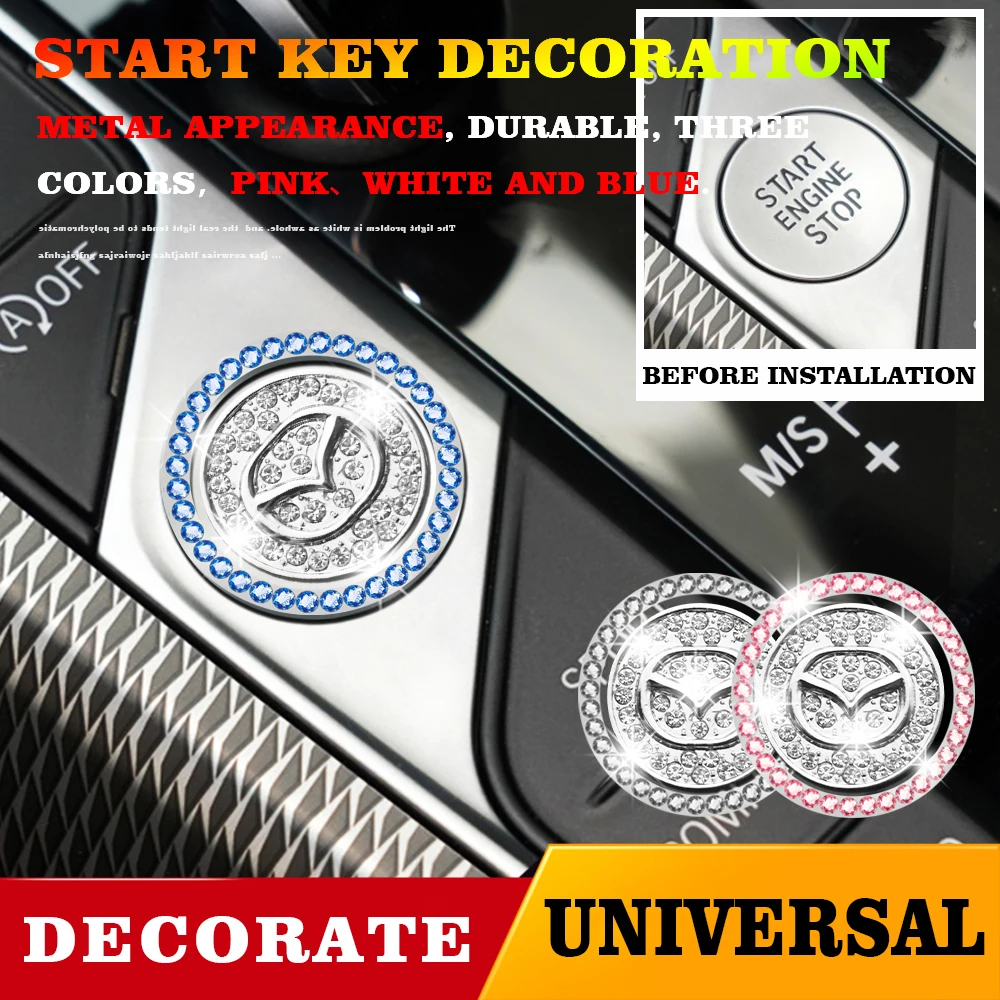 

Car Logo Drive Button Crystal Decorative Ring Accessories Rhinestones For Mazda 3 Axela 2 Speed 6 Atenza MX5 323 CX5 CX30 ETC