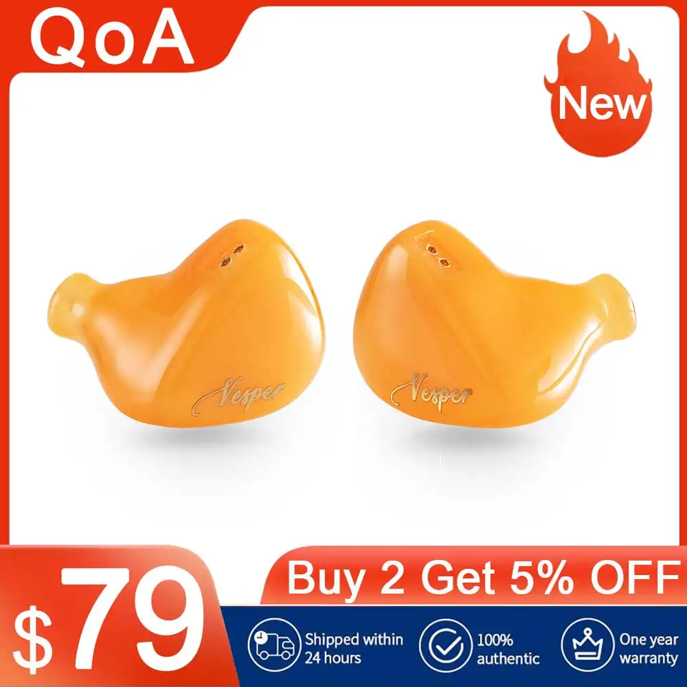 

Проводные Внутриканальные наушники QoA Vesper 2, Hi-Fi наушник IEM 1DD + 1 Knowles BA, гибридные наушники со съемным кабелем 0,78 мм, 2-контактный кабель