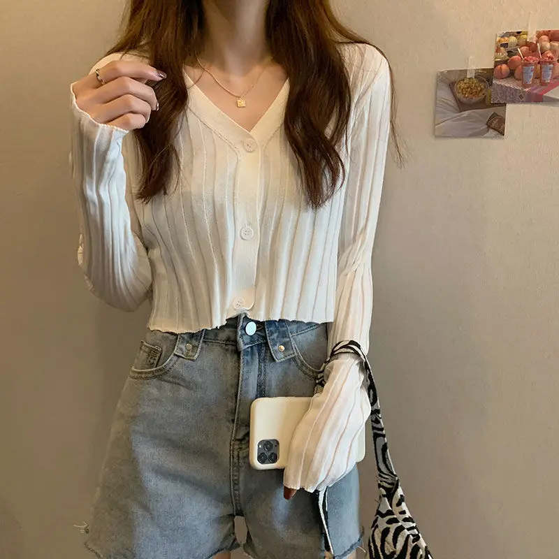 Женские свитера кардиган на весну и осень 2022 вязаный женский |