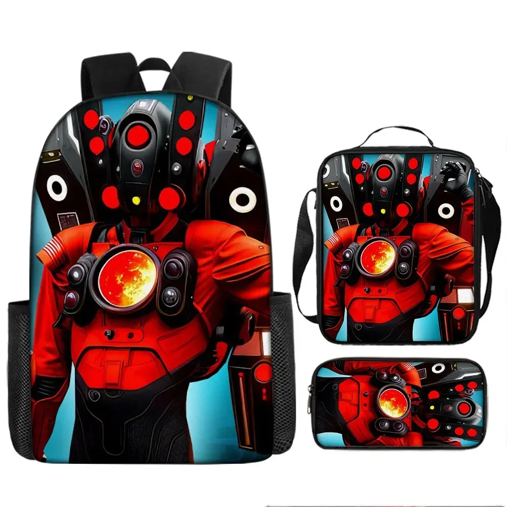 

3PC-SET Skibidi Toilet Toilet School Bag Primary and Secondary School Students Girls Anime Cartoon School Bag Mochila