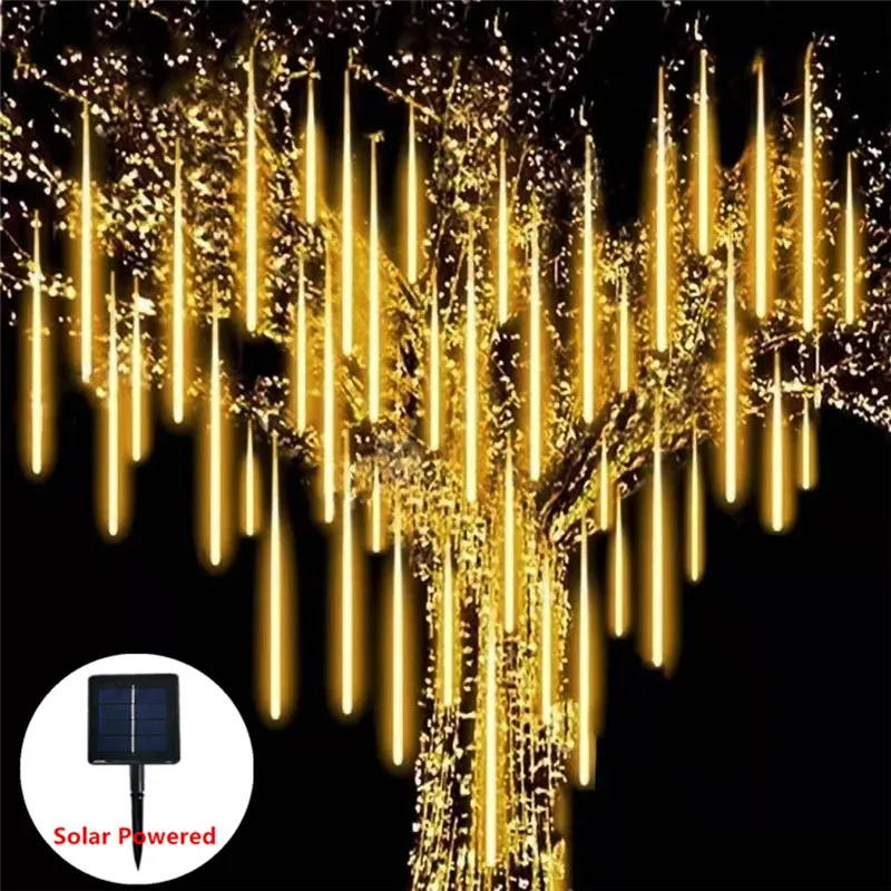 

LED Meteor Shower Lights Solar/US Plug/EU Plug for Christmas Rain Drop Falling Fairy String Lights Party Outdoor Decor Garden