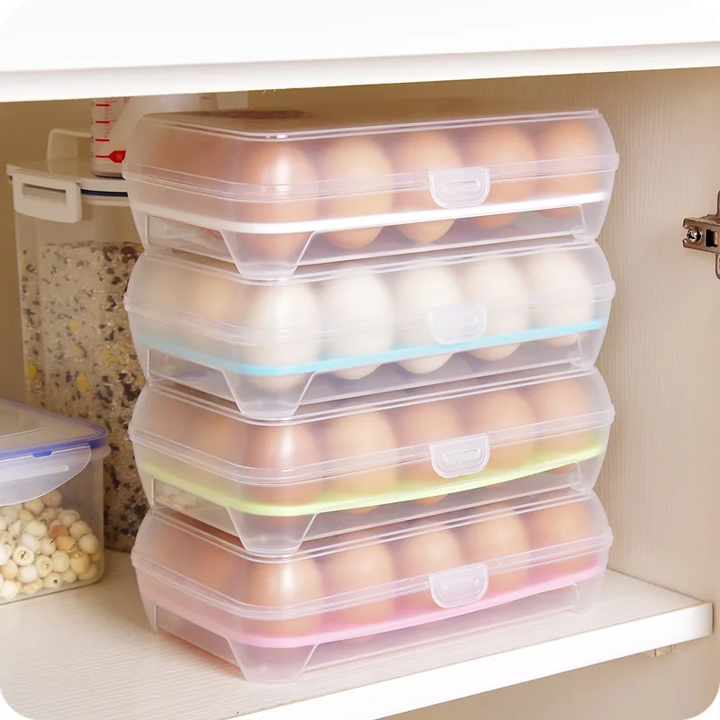 

15 Grid Portable Egg Carriage Container Egg Storage Box Refrigerator Crisper Egg Protection Box for Camping Picnic