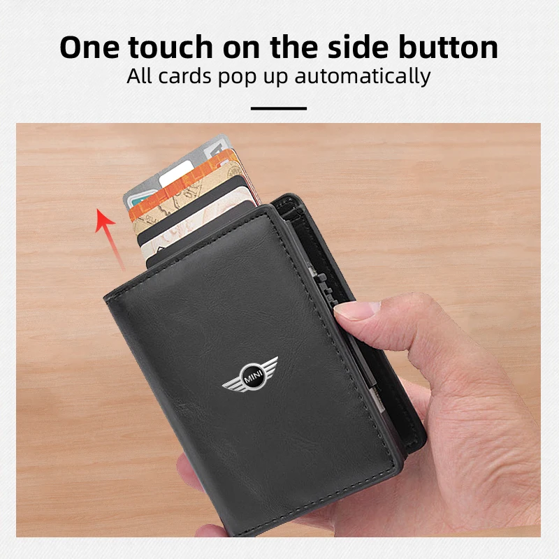 Автомобильный внутренний бумажник для ID карты всплывающий кожаный сплав MINI Cooper