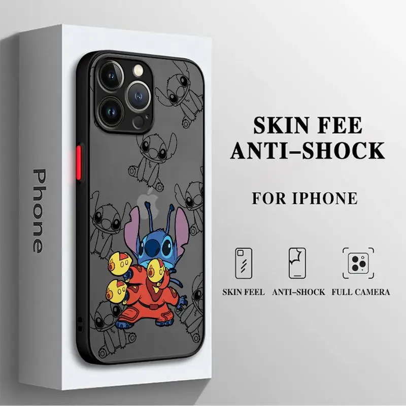Чехол для телефона Disney Space 626 Lilo Stitch Apple iPhone 15 16 14 pro max 8 11 12pro xs x 13 mini Los Thom matte Frosted Fundas