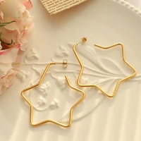 yaonuan trendy geometric star earrings for women gold plated titanium jewelry accessories available in three sizes holiday party