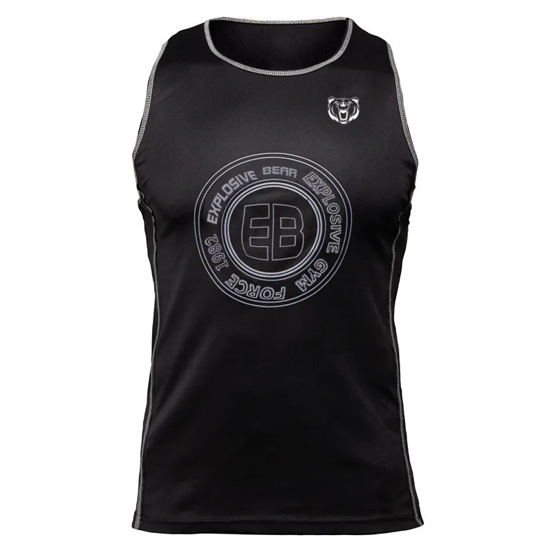 

Black men's vest summer new jogger muscle fitness men's sportswear fashion vest print casual vest wide shoulder top