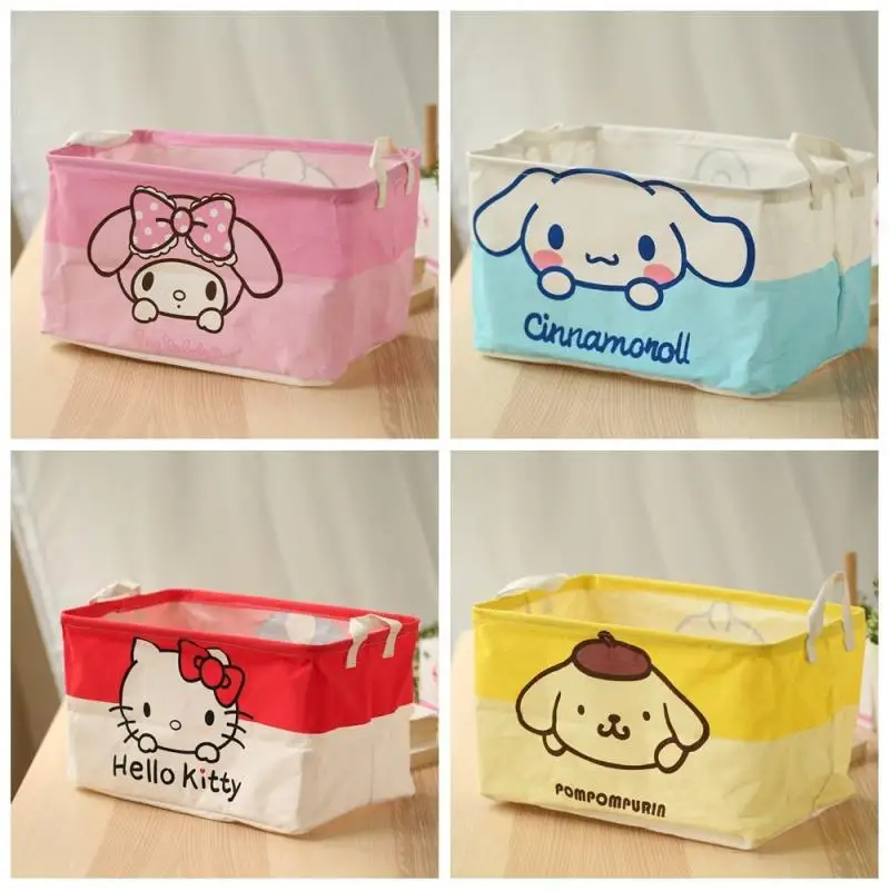 

Kawaii Sanrio My Melody Cinnamoroll маленькие двойные звезды Большая емкость корзина для хранения водонепроницаемая Складная тканевая коробка для хранения Органайзер