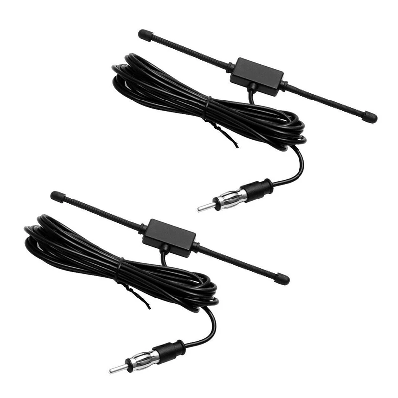 

2X Black Universal Car Boat Stereo AM FM Dipole Antenna Adhesive Mount Glass Antenna Radio Antenna