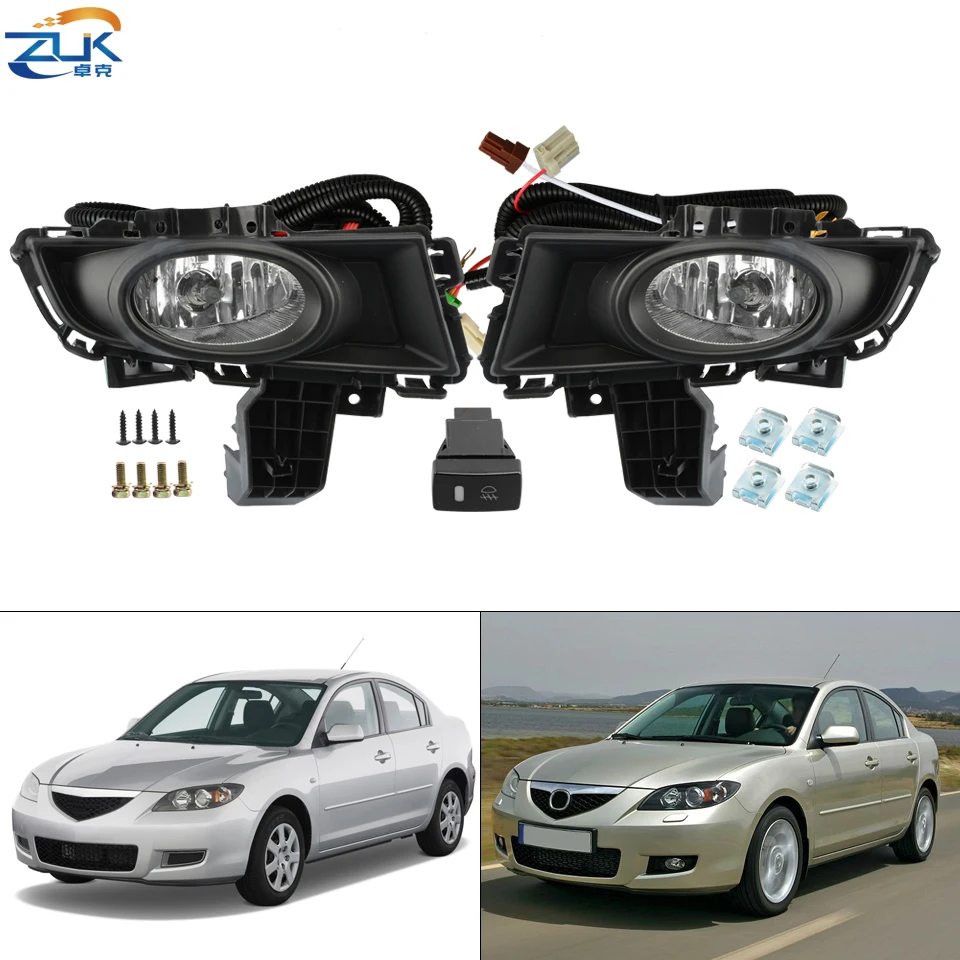 

Комплект дополнительных противотуманных фар ZUK для Mazda 3 BK Sedan Facelift 2007 2008, передняя противотуманная фара, комплект переключателей кабеля противотуманной фары