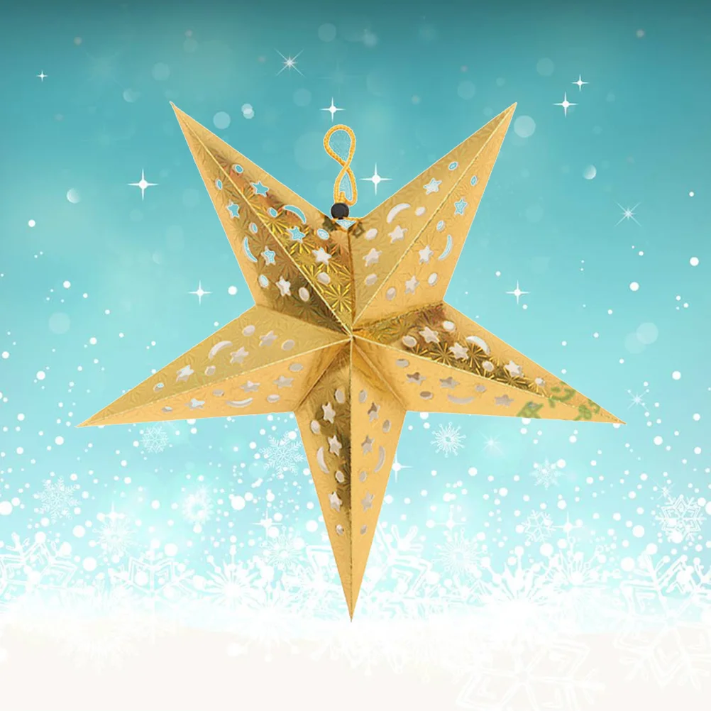 

Star Paper Lantern Hanging Lampshade Christmas Light Ceiling Shade Lamp Pentagram Lanterns Decoration Starsout Hollow Led Xmas