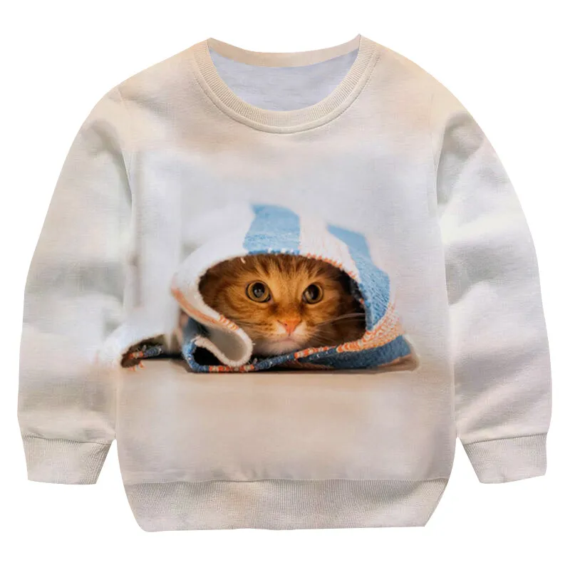 

Свитер для мальчиков с 3D принтом кота и животных на зиму 2023 года, Повседневный пуловер, модная спортивная одежда в стиле Харадзюку, свитер с рисунком кота