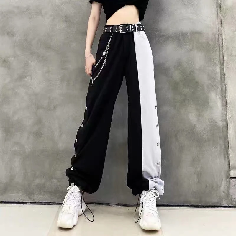 Fashion Contrast Baggy Pants Femme 
